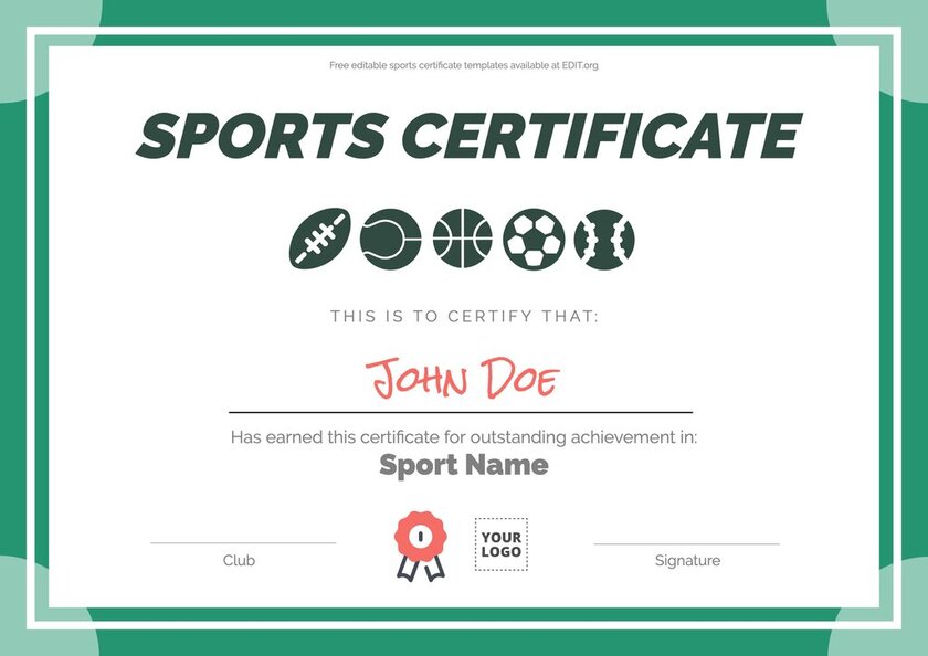 Free sports certificate templates to print