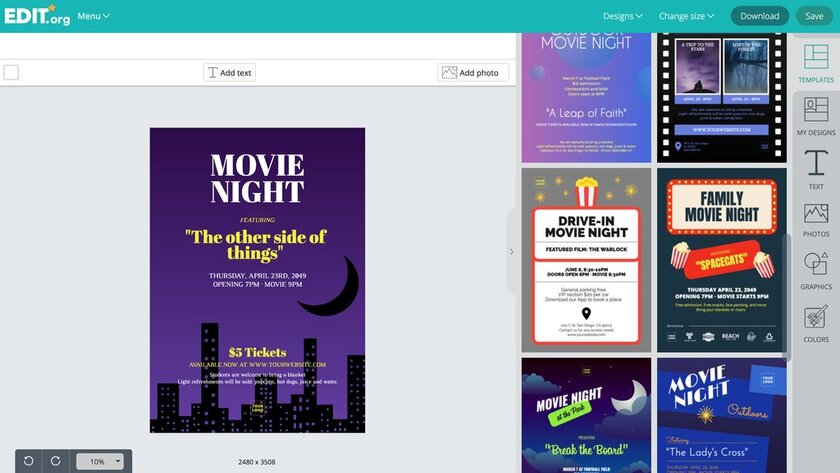Graphic design templates for movie night and drive-in movie promotions