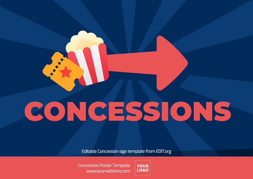 Editable concession poster with arrow to print for free