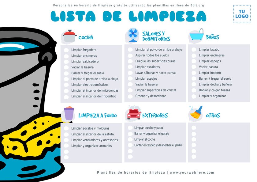 Diseña un Plan de Limpieza Semanal para imprimir