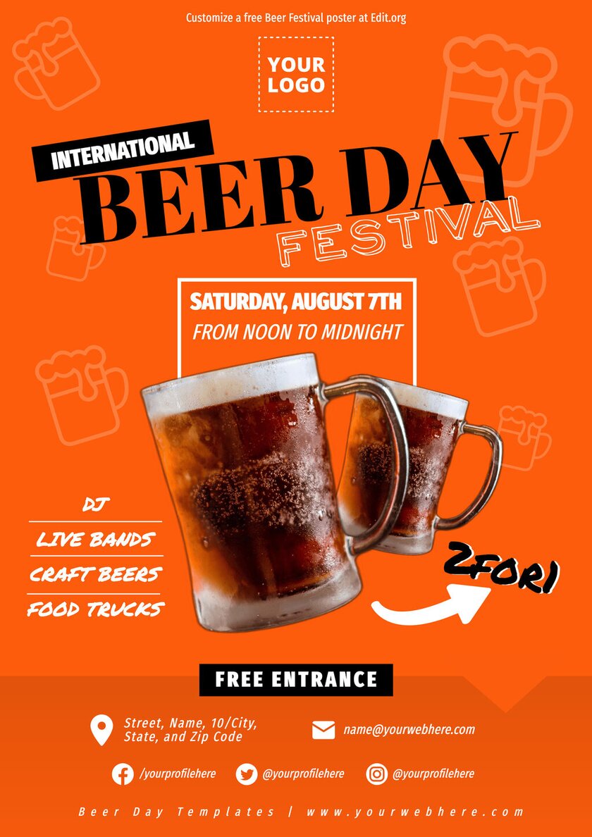 Customizable Beer Festival poster template to print
