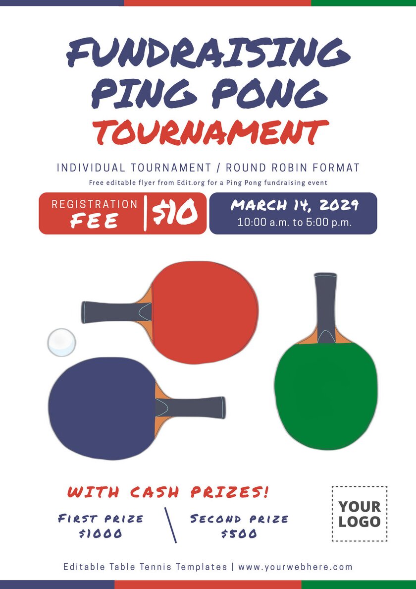 Editable Ping Pong Fundraising event flyer template