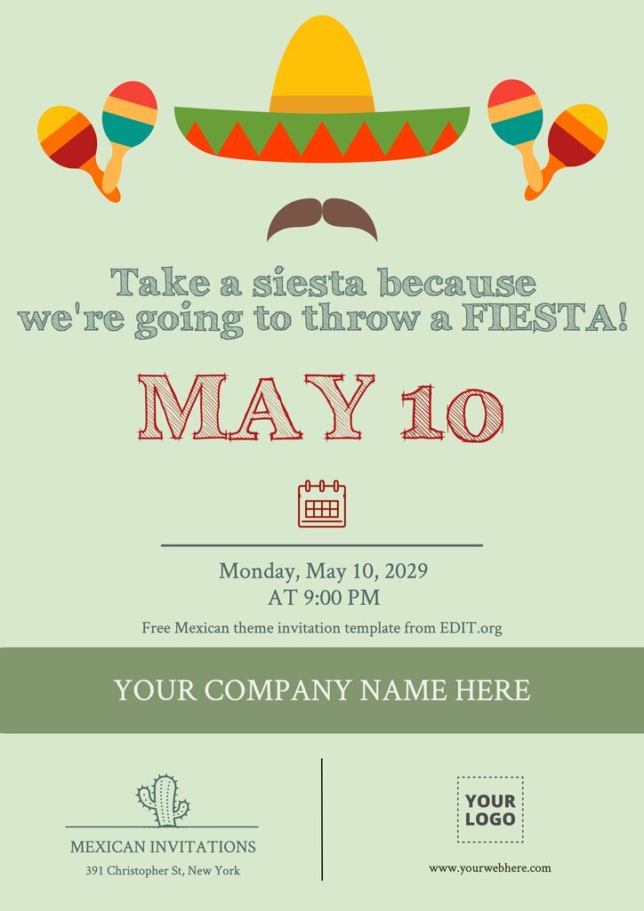 Customizable Mexican theme party invitation template
