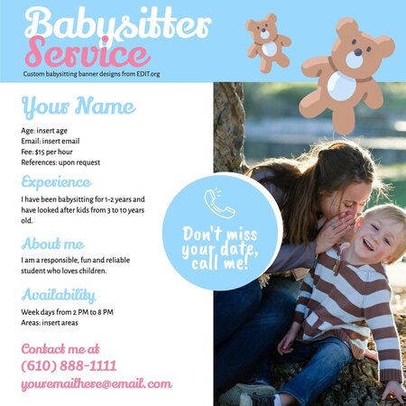 Babysitting flyer templates to edit online