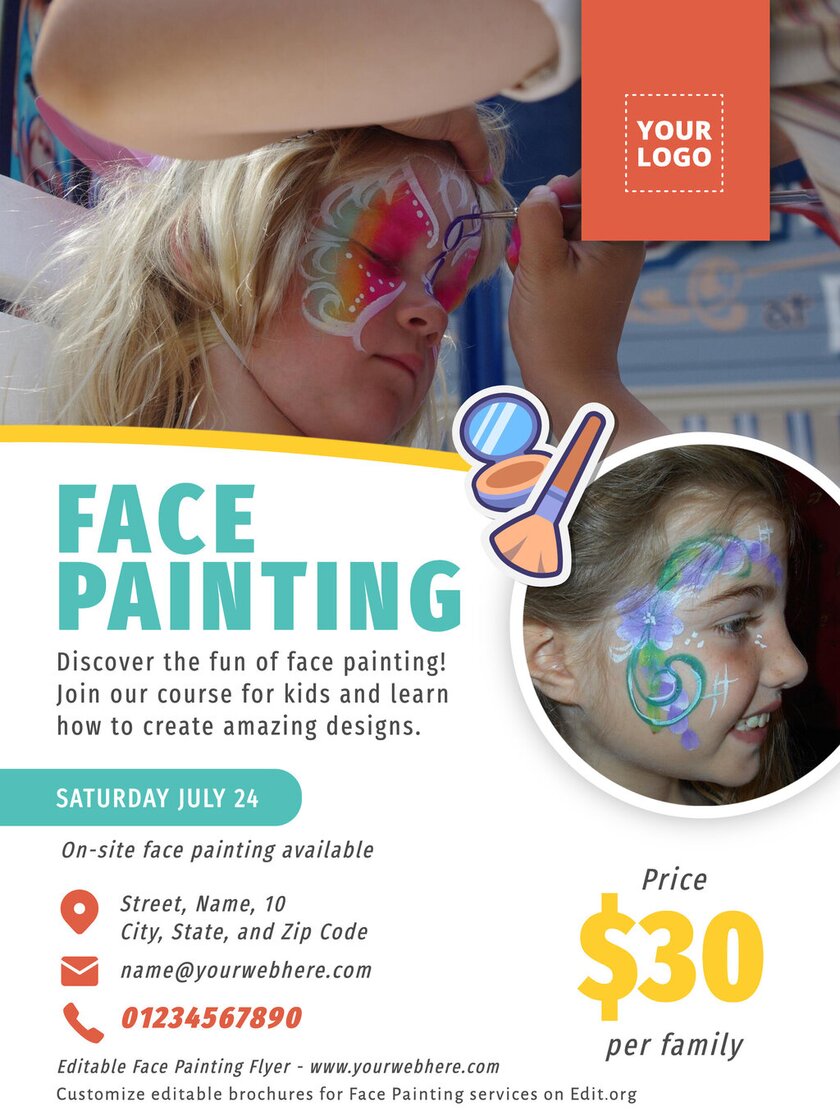 Customizable flyers face paint to edit and print