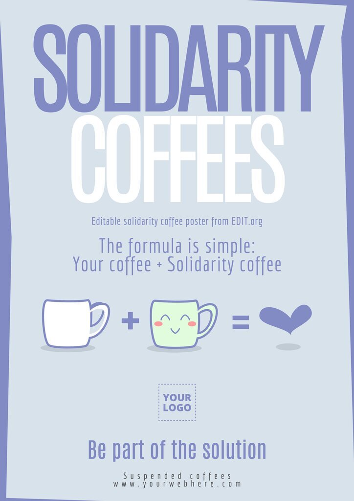 Locandina editabile per pasti e caffè di solidarietà