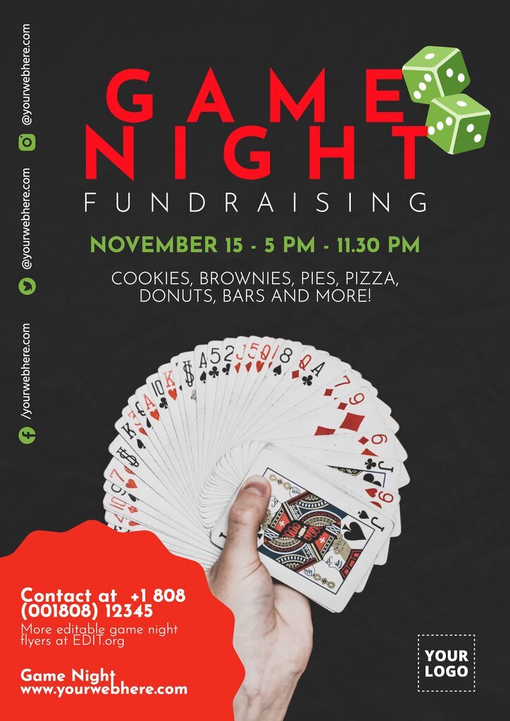 Fundraiser game night flyer template