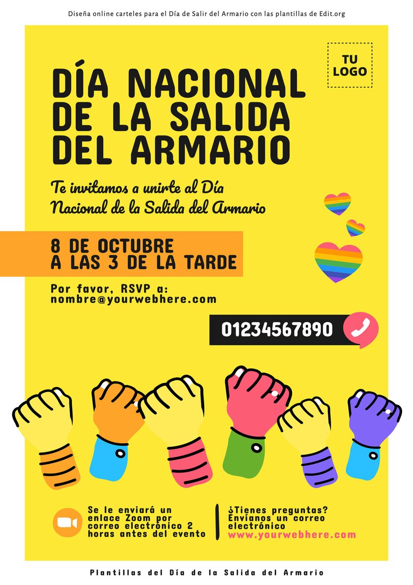 Flyer editable del Día Nacional de Salida del Closet