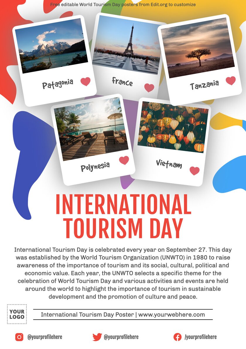 Free world tourism day theme flyer template