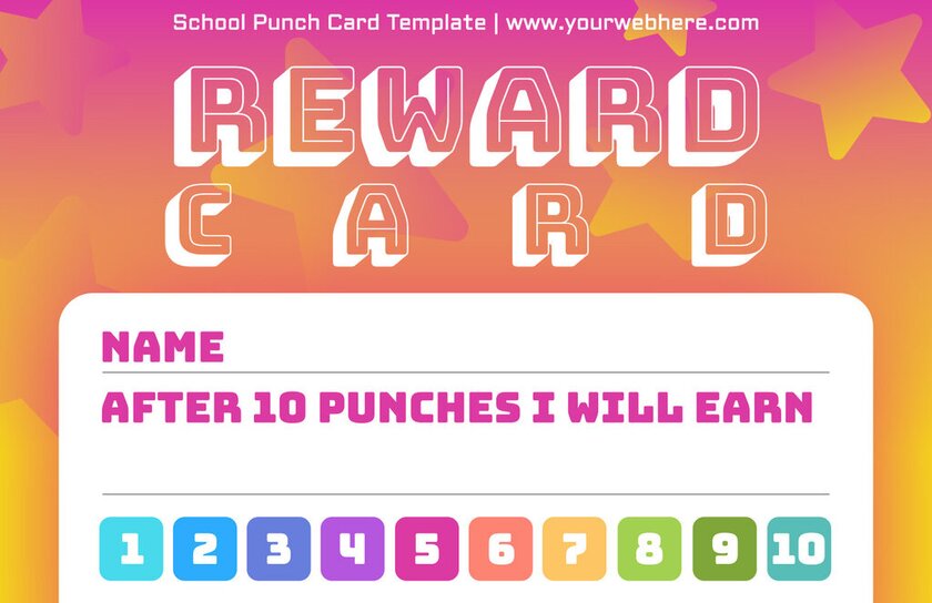 Editable blank punch card template for children