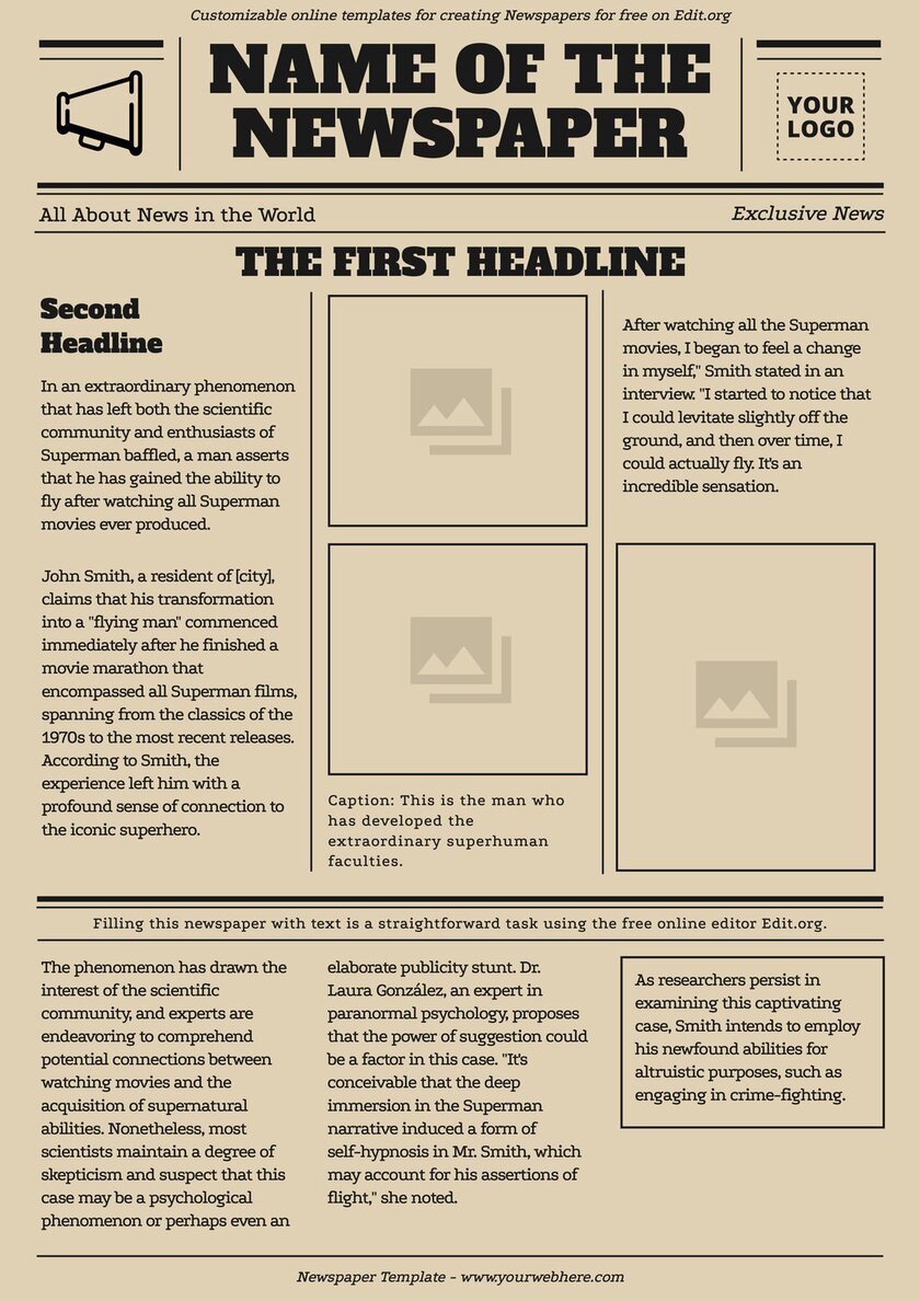 Editable Newspaper Templates for Free