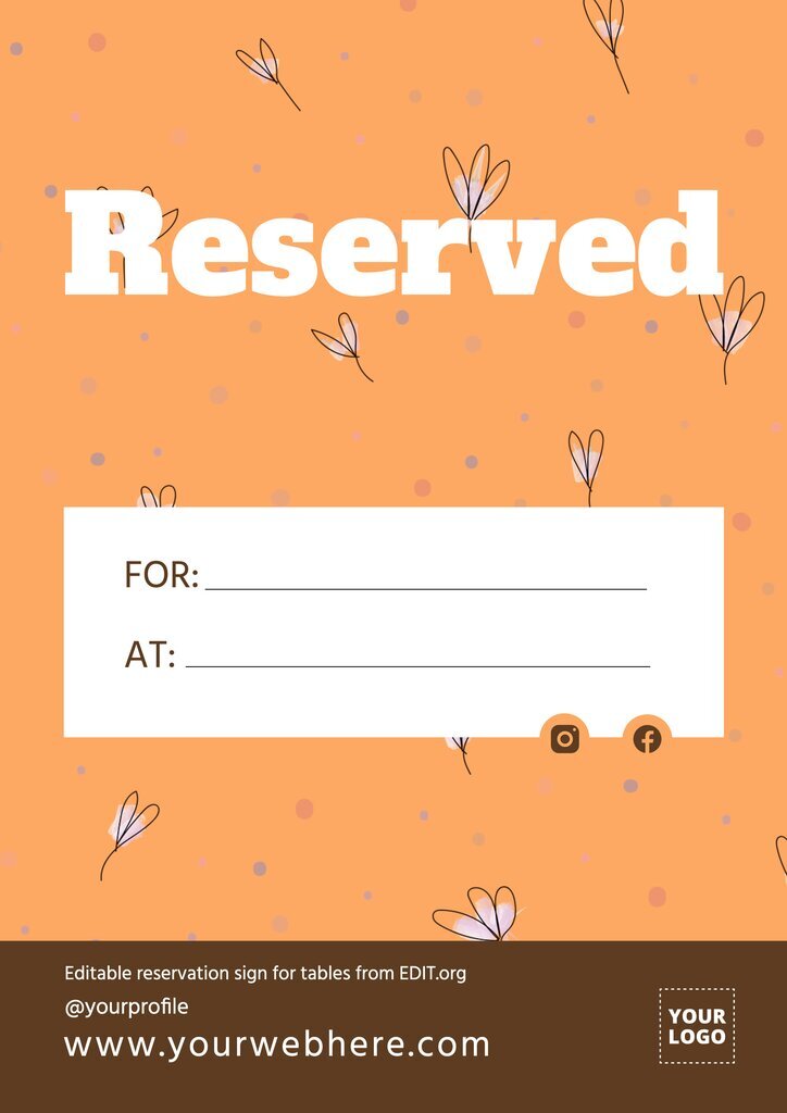 Oceania B.C. Pastor Customize printable reservation signs for tables