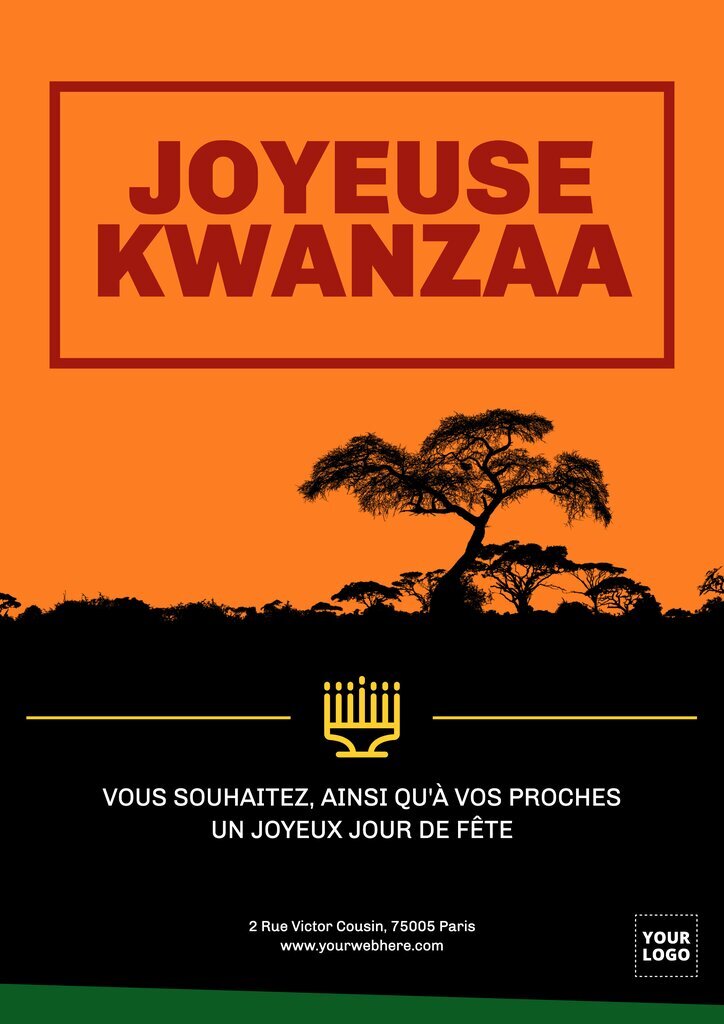 Design éditable joyeuse Kwanzaa avec savane