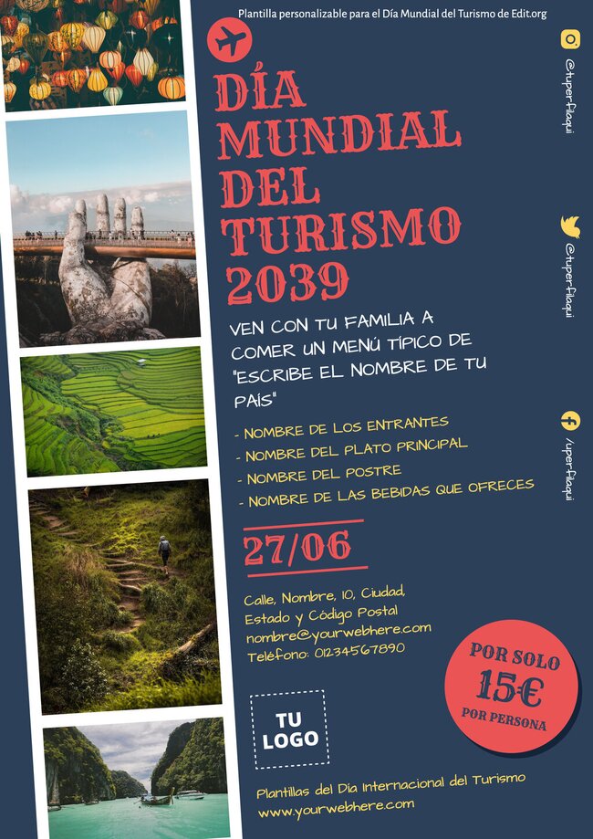 Día Mundial Del Turismo: Plantillas Editables Online