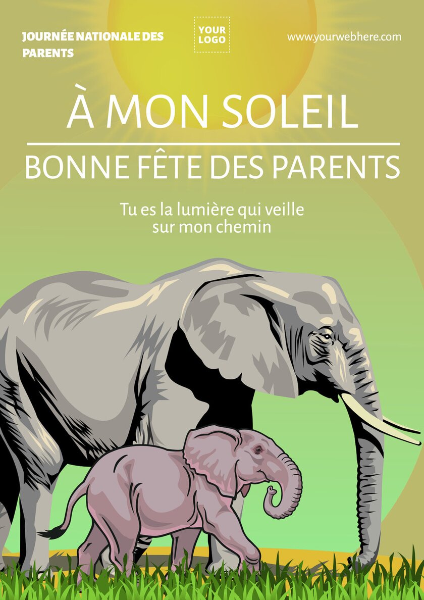 modèle de prospectus avec des éléphants éditable en ligne pour la journée des parents