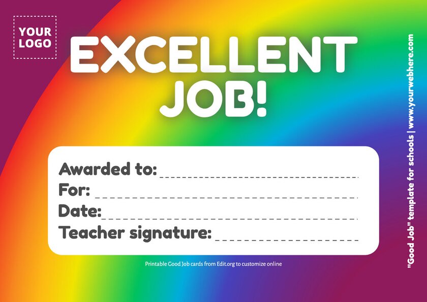 Free Printable Good Job Cards