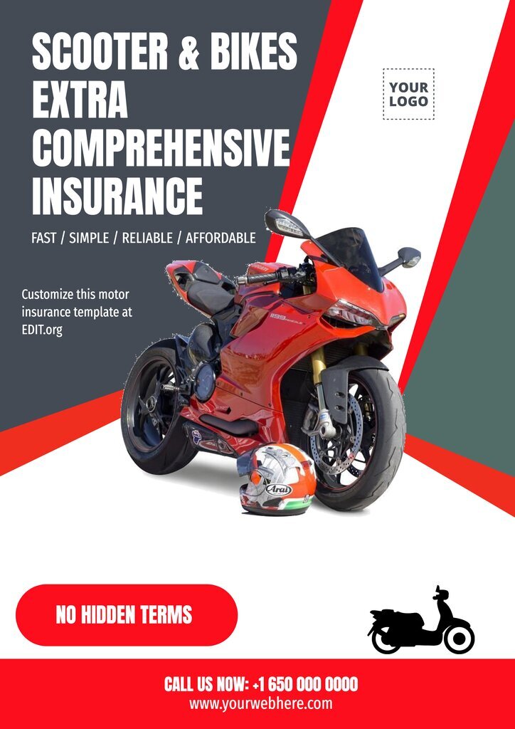 Editable ad for motorcycle insurance