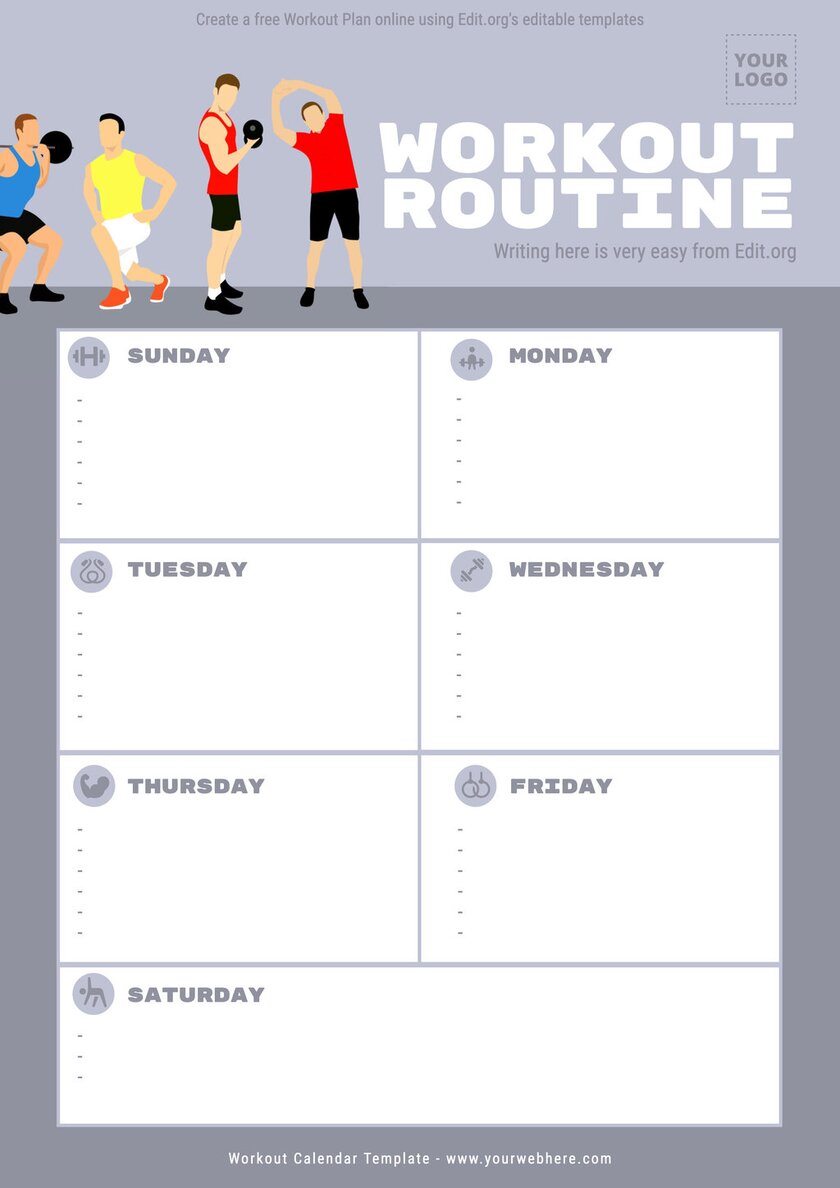 Customizable template for Workout Schedule to edit online