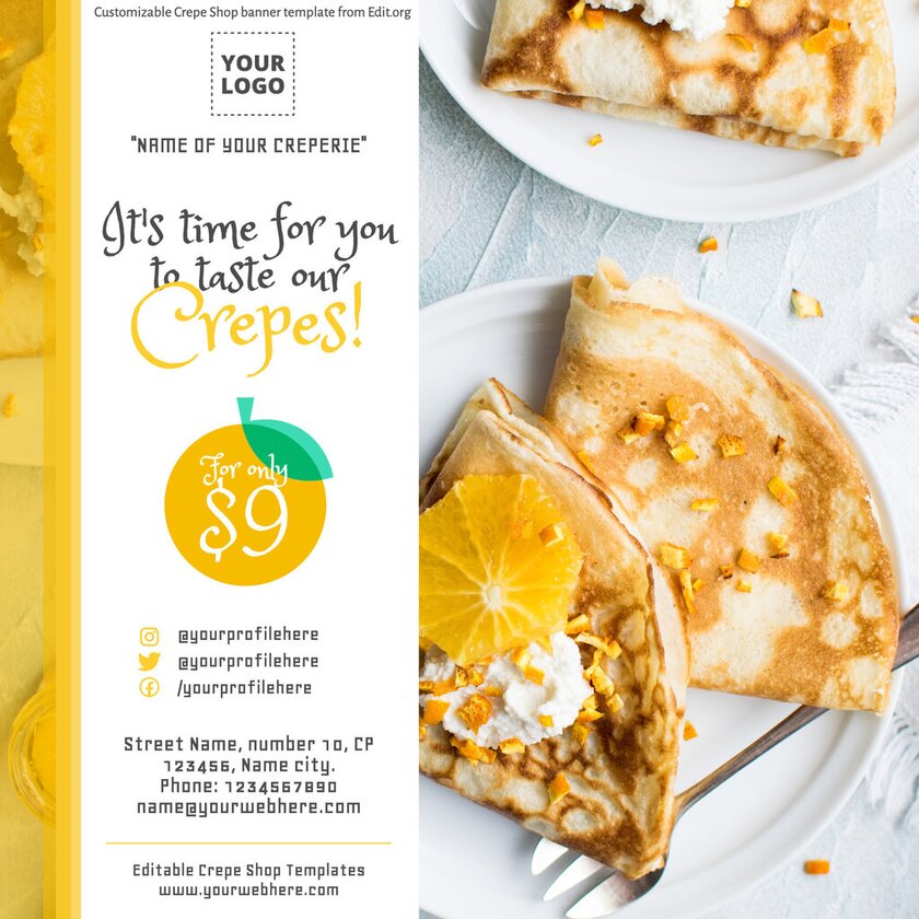 Customizable Crepe Store poster templates