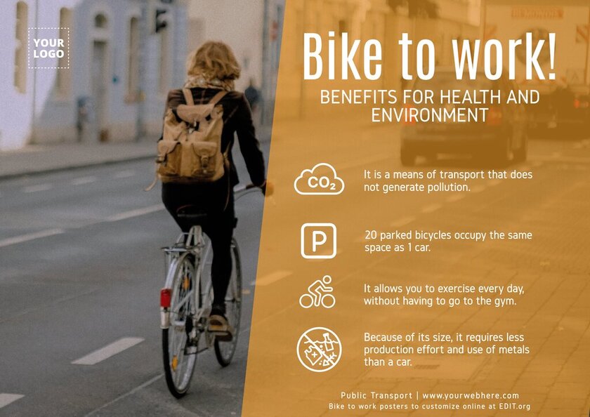 Bike to work poster design to edit online