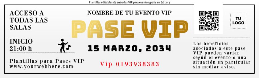 Entradas VIP personalizables online para imprimir