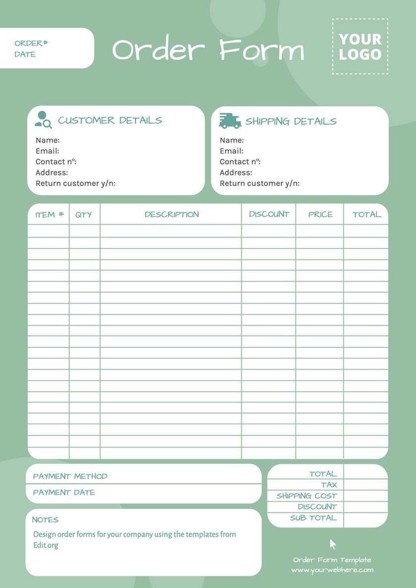 Free customizable sample purchase order form